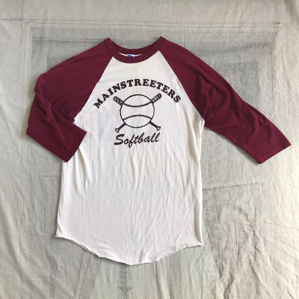 Vintage Maroon and White Baseball T-Shirt